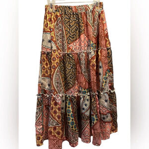 Cq by Cq tiered maxi skirt boho patterned NWOT
